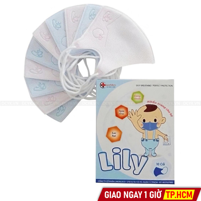 Khẩu Trang 3D Em Bé Lily Liworldco (Hộp 10 cái)