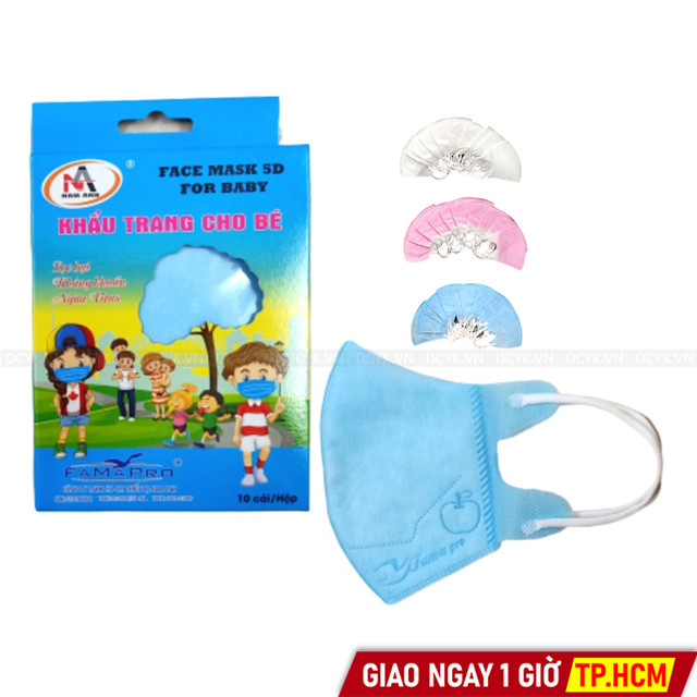 Khẩu Trang 5D Trẻ Em Famapro 5D 3 lớp kháng khuẩn cho bé