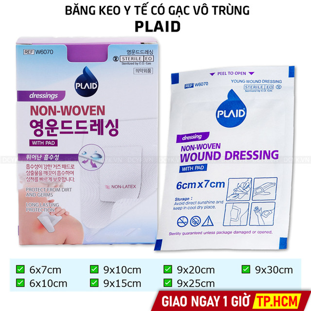 Băng Gạc Vô Trùng PLAID Non-woven Wound Dressing With Pad