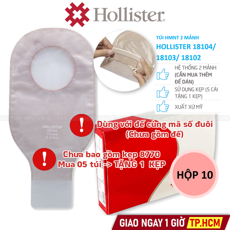 Túi Hậu Môn Nhân Tạo 2 Mảnh Hollister 18102 18103 18104 (Trong, Dùng Kẹp)