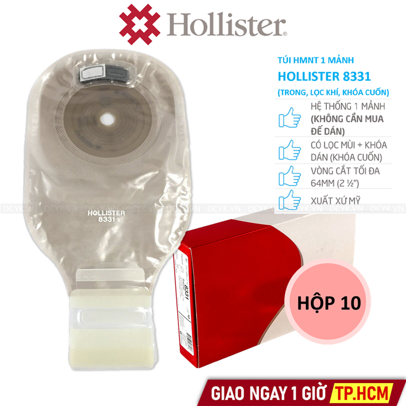 Túi Hậu Môn Nhân Tạo 1 Mảnh Hollister 8331 (Trong, Lọc Khí, Khóa Cuốn)