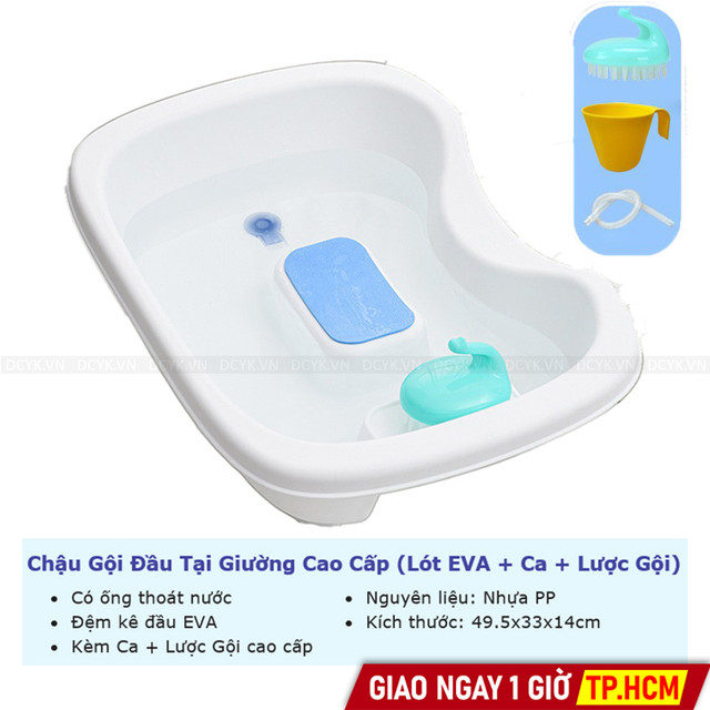 Chậu Gội Đầu Tại Giường Cao Cấp (Lót EVA + Ca + Lược Gội)