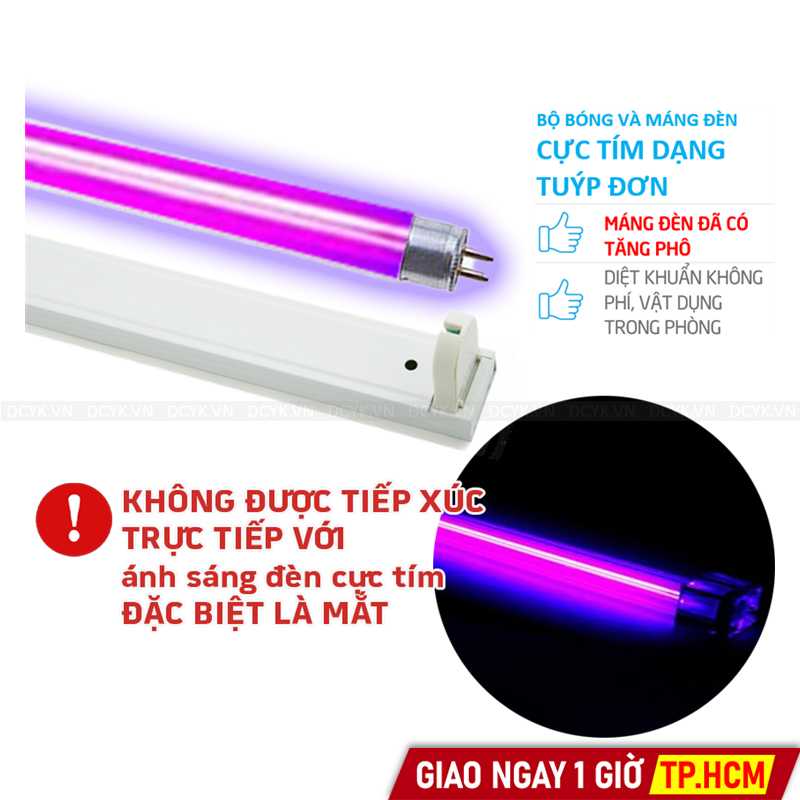 Bộ Máng Đèn Cực Tím UV Treo Tường (Kèm Bóng) Nhôm