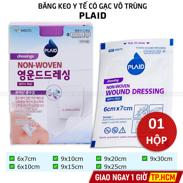Băng Gạc Vô Trùng PLAID Non-woven Wound Dressing With Pad