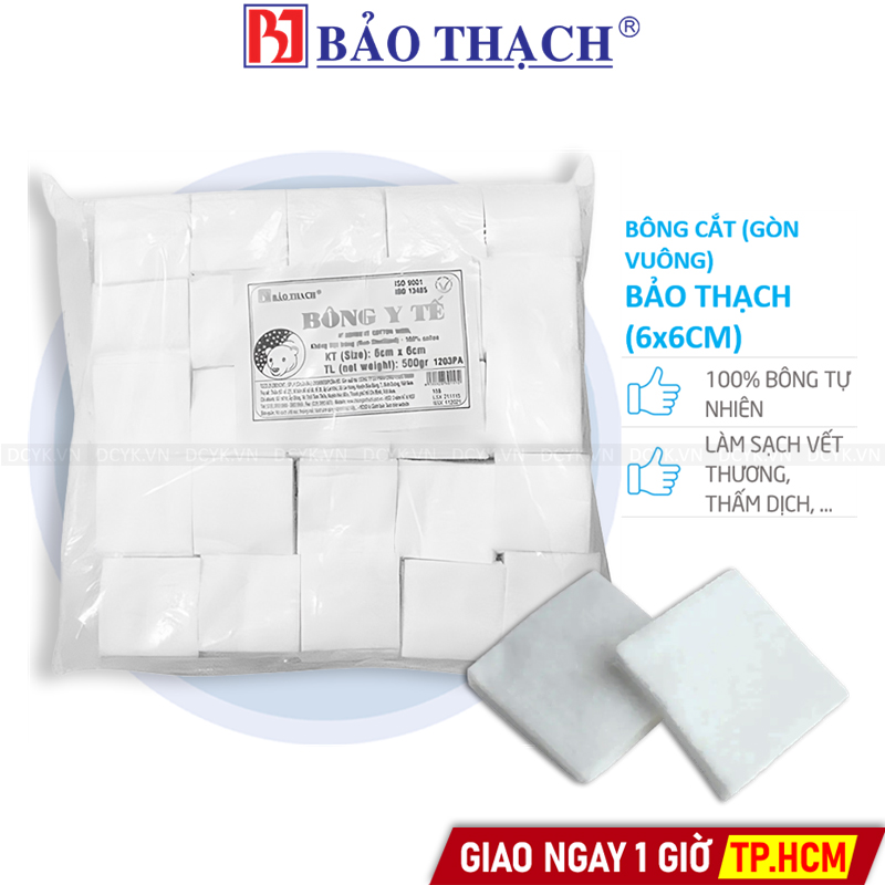 Bông Gòn Cắt, Gòn Vuông 6x6cm Bảo Thạch (Bịch lớn 500g)
