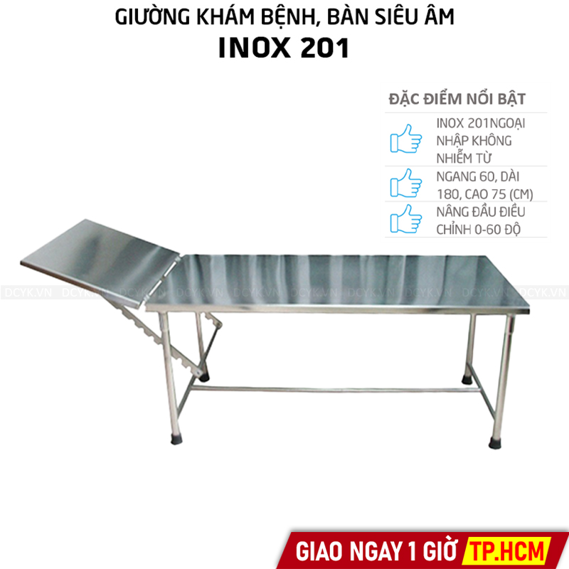 Giường Khám Bệnh, Bàn Siêu Âm Inox Việt Nam (Inox 201)