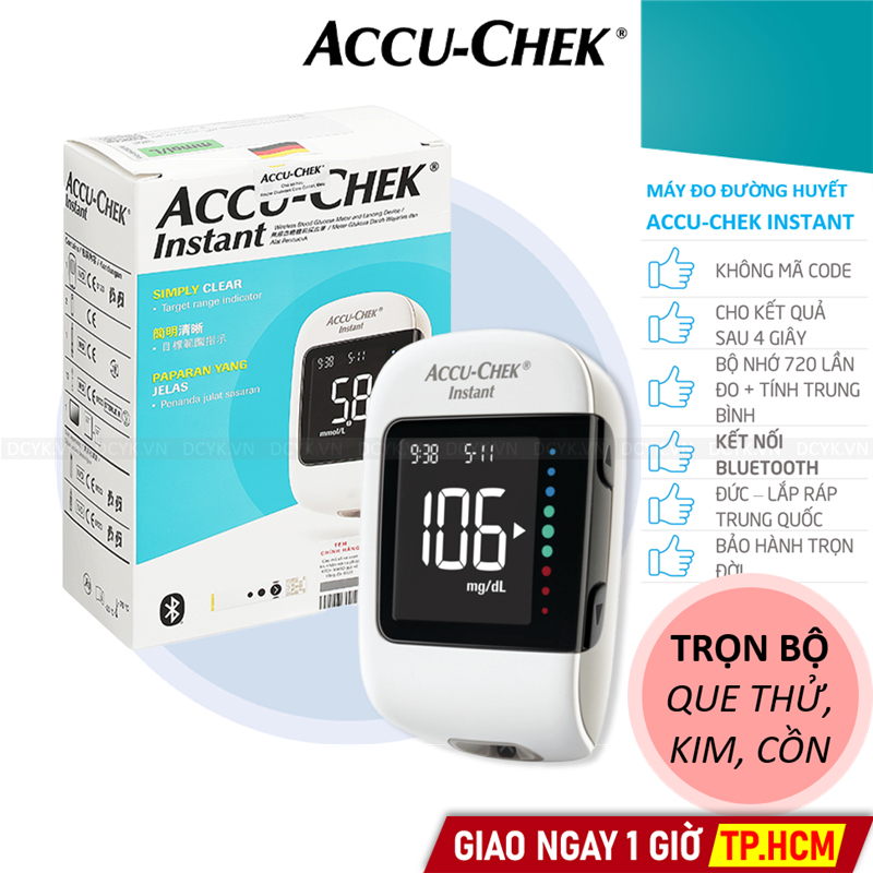 [TRỌN BỘ] Máy Đo Đường Huyết ACCU-CHEK INSTANT (mg/dl) + 25 Que, Kim, Cồn