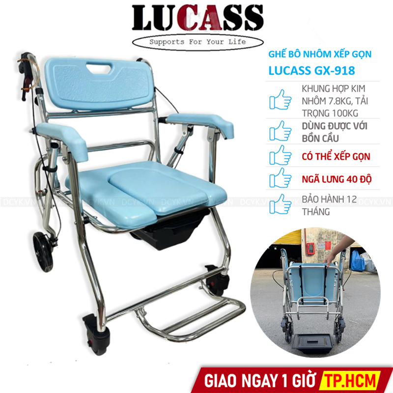 Ghế Bô Tắm Đa Năng Có Bánh Xe Nhôm Xếp Gọn Lucass GX-918