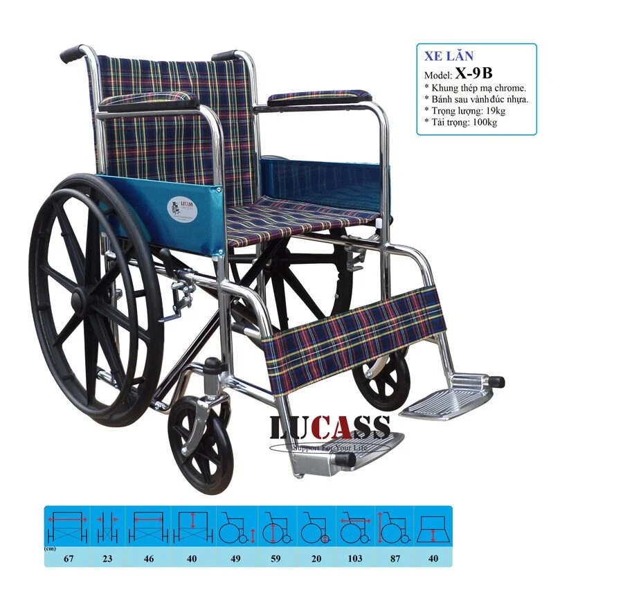 Xe Lăn Tay Vải Ca-rô, Bánh Mâm Lucass X-9B (X9B)