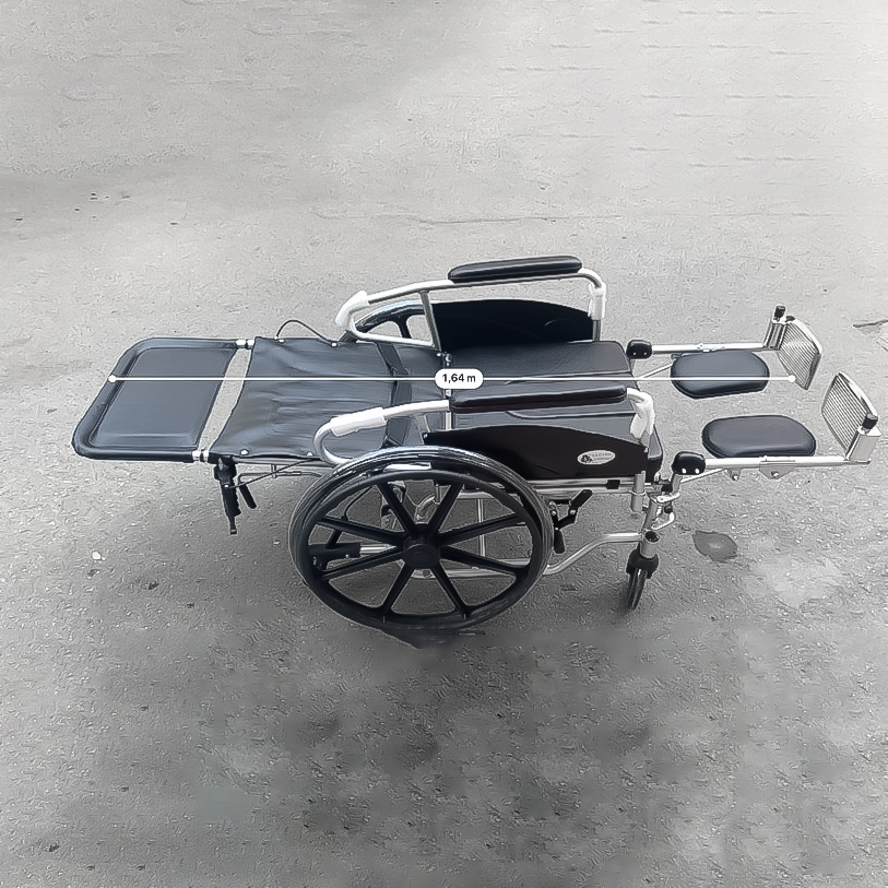 Xe Lăn Nằm Đa Năng Khung Nhôm Nhẹ, Bô Vuông, Đệm Simili, Bánh Mâm, Có Thắng Lucass X-7L (X7L)