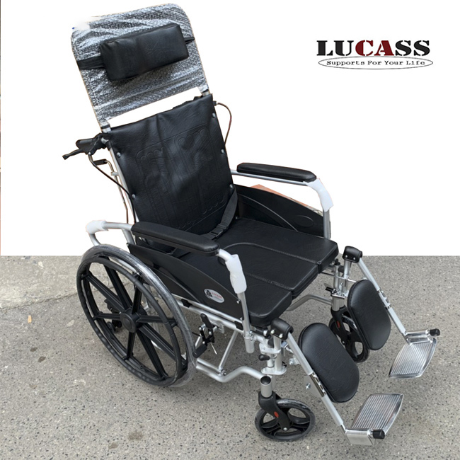 Xe Lăn Nằm Đa Năng Khung Nhôm Nhẹ, Bô Vuông, Đệm Simili, Bánh Mâm, Có Thắng Lucass X-7L (X7L)