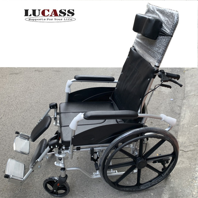 Xe Lăn Nằm Đa Năng Khung Nhôm Nhẹ, Bô Vuông, Đệm Simili, Bánh Mâm, Có Thắng Lucass X-7L (X7L)