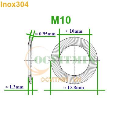 Vòng Đệm Dạng Côn Hai Mặt Có Răng Cưa Inox304