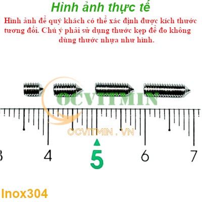 Vít Trí Đầu Nhọn M3 Lục Giác Chìm Inox 304