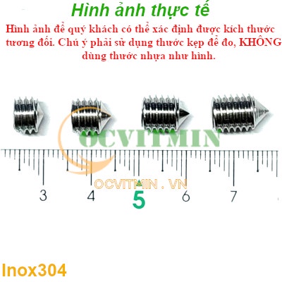 Vít Trí Đầu Nhọn M8 Lục Giác Chìm Inox 304