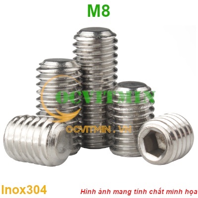 Vít Trí Đầu Bằng M8 Lục Giác Chìm Inox 304