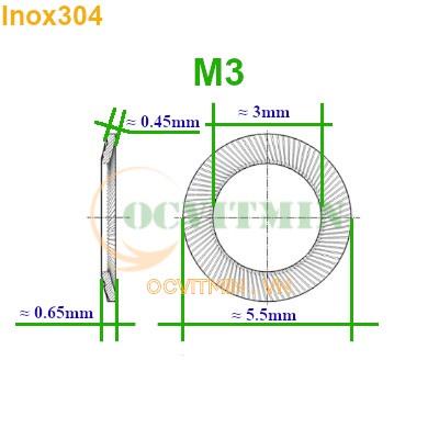 Vòng Đệm Dạng Côn Hai Mặt Có Răng Cưa Inox304