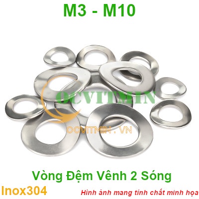 Vòng Đệm Vênh 2 Sóng M3M4M5M6M8M10 Inox 304