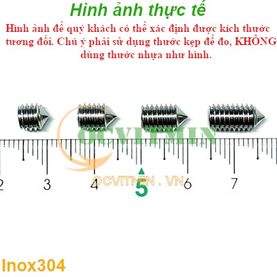 Vít Trí Đầu Nhọn M6 Lục Giác Chìm Inox 304