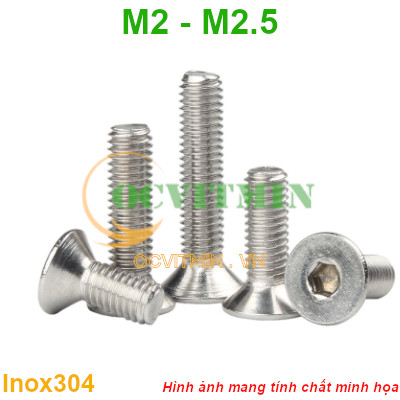 Ốc Lục Giác Đầu Bằng M2 M2.5 Inox 304