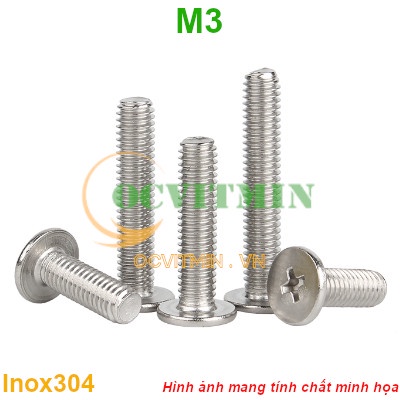 Ốc Bake Đầu Dẹp Mỏng M3 Inox 304