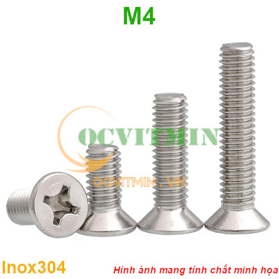 Ốc Vít Bake Đầu Bằng M4 Inox304