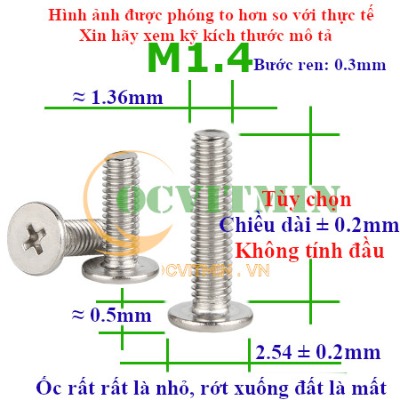 Ốc Bake Đầu Dẹp Mỏng M1.4 M1.6 Inox 304