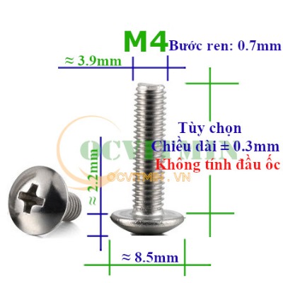 Ốc Vít Bake Đầu Dù M4 Inox 304