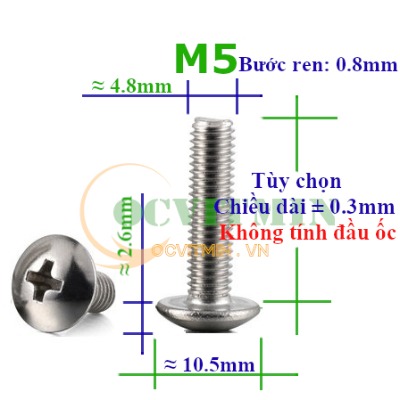 Ốc Vít Bake Đầu Dù M5 Inox 304