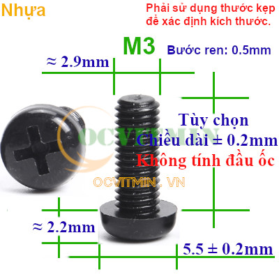 Ốc Bake Bằng Nhựa Đầu Tròn M2.5 M3