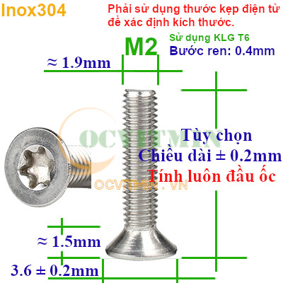 Ốc Lục Giác Bông M2 M2.5 Lục Giác Sao Inox 304
