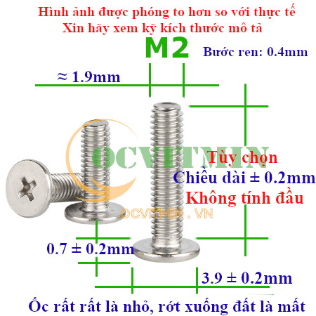 Ốc Bake Đầu Dẹp Mỏng M2 M2.5 Inox 304