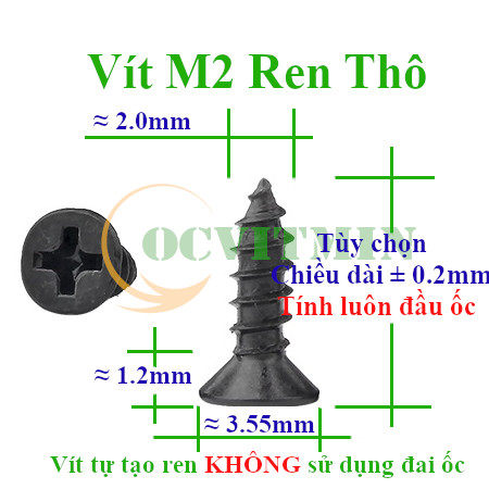 Vít Bake Đầu Bằng Ren Xoắn M2 Thép Cacbon
