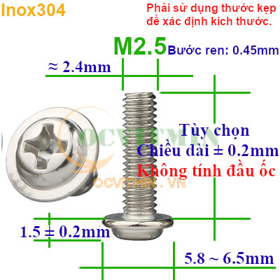 Ốc Vít Bake Điện Tử M2 M2.5 M3 Inox 304