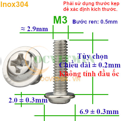 Ốc Vít Bake Điện Tử M2 M2.5 M3 Inox 304