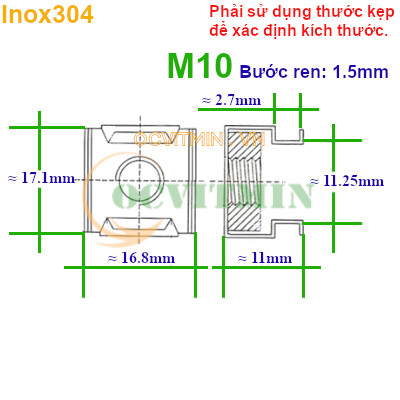 Tán Cài M5 M6 M8 M10 Ecu Cài Đai Ốc Cài Inox 304