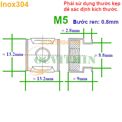 Tán Cài M5 M6 M8 M10 Ecu Cài Đai Ốc Cài Inox 304