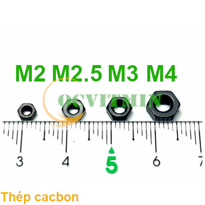 Đai Ốc M2 M2.5 M3 M4 Ecu Lục Giác Tán Thép Caccbon