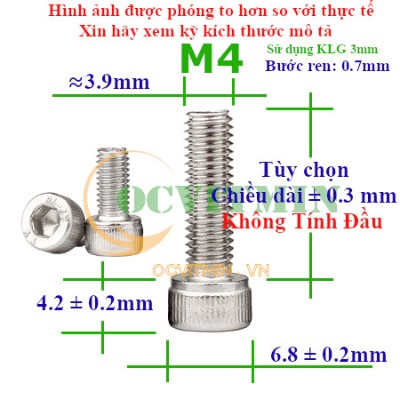 Ốc Lục Giác Đầu Trụ M4 Inox304