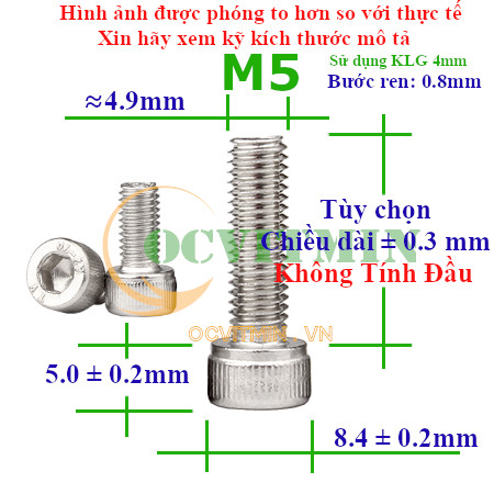 Ốc Lục Giác Đầu Trụ M5 Inox 304