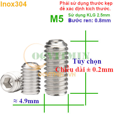 Vít Trí Đầu Lõm M5 Lục Giác Chìm Inox304