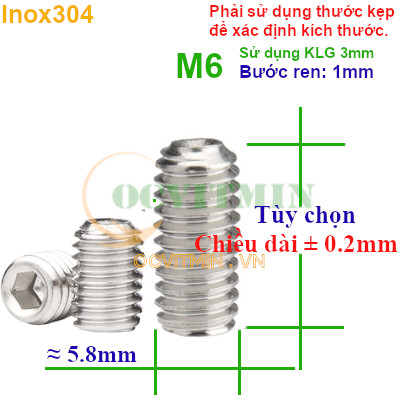 Vít Trí Đầu Lõm M6 Lục Giác Chìm Inox304