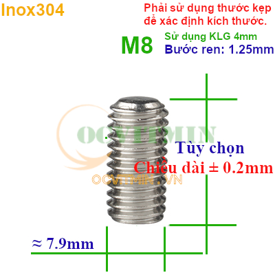 Vít Trí Đầu Bằng M8 Lục Giác Chìm Inox 304