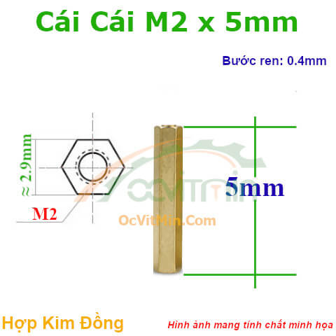 Trụ Đồng Cái Cái Lục Giác M2x5mm - Tru Dong Cai Cai Luc Giac