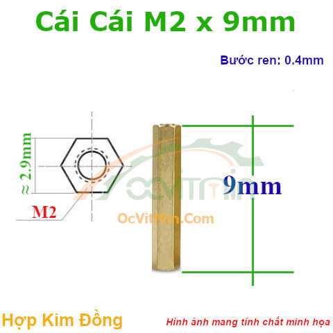Trụ Đồng Cái Cái Lục Giác M2x9mm - Tru Dong Cai Cai Luc Giac