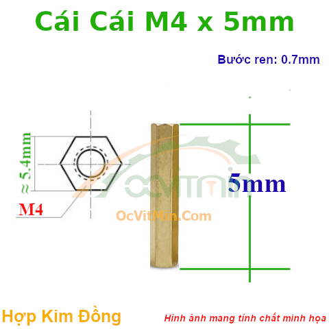 Trụ Đồng Cái Cái Lục Giác M4x5mm - Tru Dong Cai Cai Luc Giac