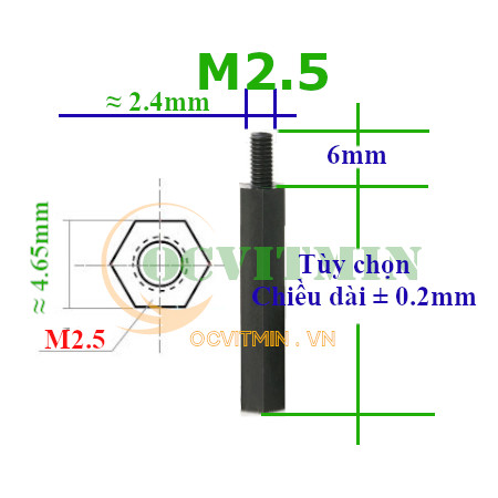 Ốc Nhựa M2.5 Trụ Nhựa Đực Cái , Cái Cái M2.5