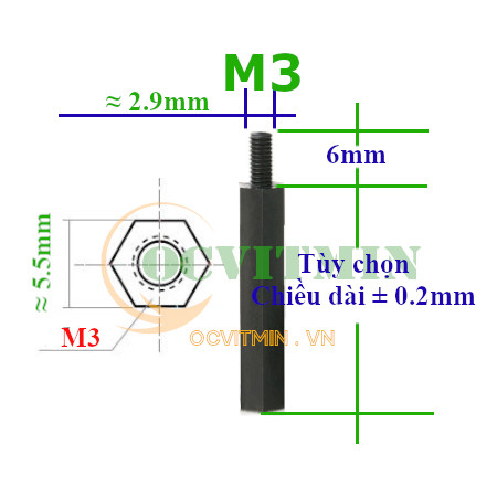 Ốc Nhựa M3 Trụ Nhựa Đực Cái , Cái Cái M3
