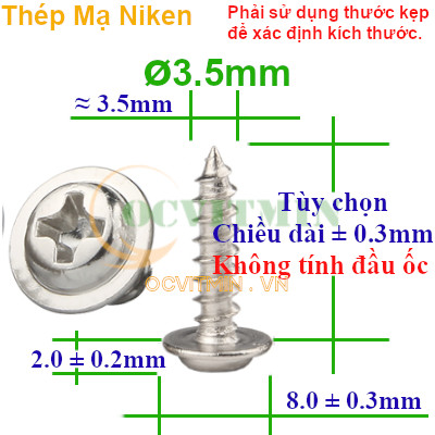 Vít Bake Ren Xoắn Đường Kính 3.5mm Mạ Niken