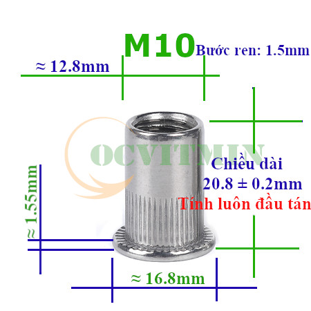 Tán rút M3 M4 M5 M6 M8 M10 Ecu Rút Inox 304 Đai Ốc Rút